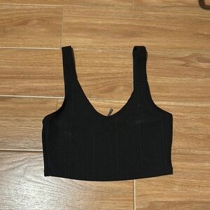 Zara Black Scoop Neck Crop Top